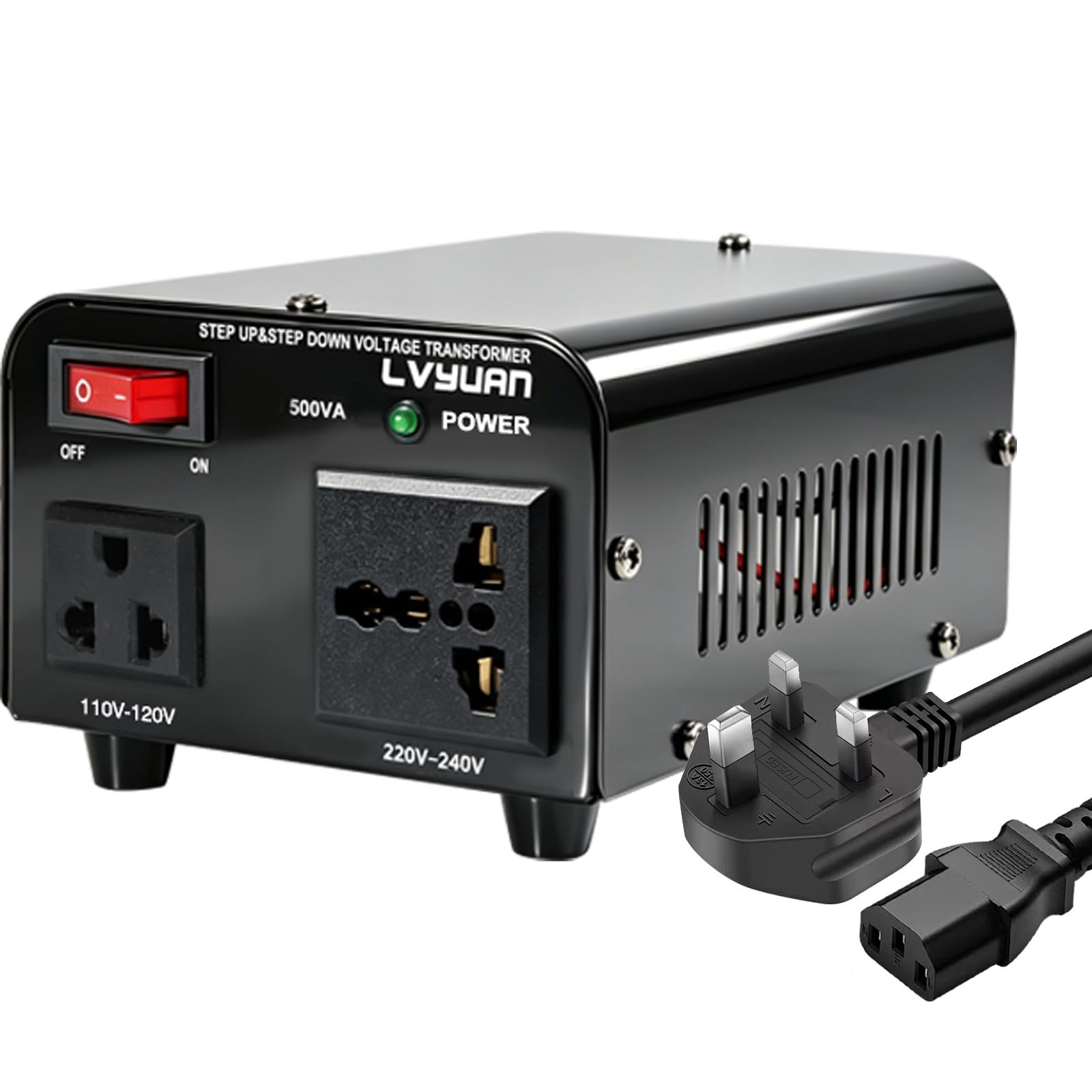 Cantonape Trasformatore 500 W da 230 V a 110 V, USA, trasformatore a nucleo ad anello 500 VA Pro – In: 110 V o 220 V/Out: 110 V e 220 V