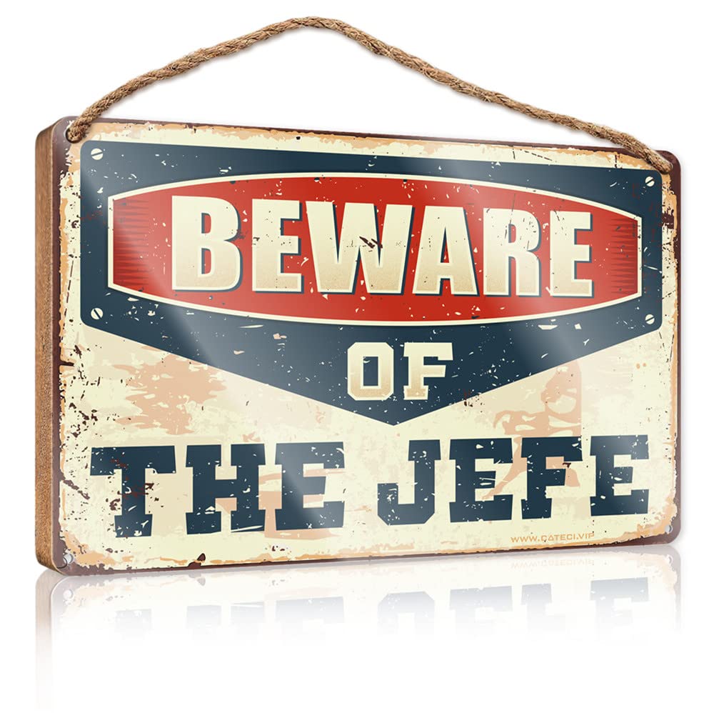 DTHA Farmhouse Bathroom Sign Beware Of The Jefe Wooden Sign Front Sign Fall Outdoor Decor(15X28CM)