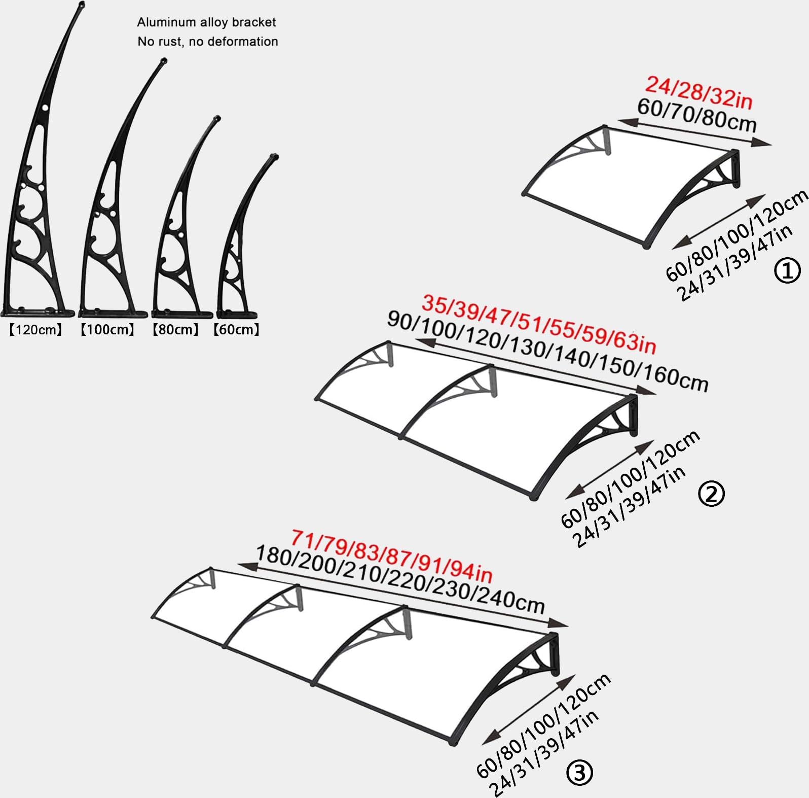 Tenda da sole impermeabile per porta d'ingresso, copertura per porta d'ingresso, veranda, finestra, giardino, parasole, larghezza 120 cm x lunghezza 290 cm