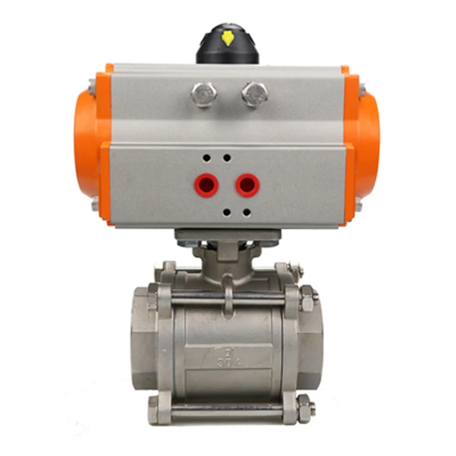 Kkhcmzpi One Color Dn50 Three Piece High Platform Pneumatic Ball Valve Stainless Steel 304 Double Acting Cylinder