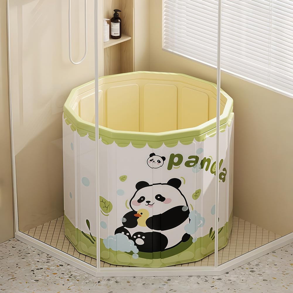 Hggzeg Bañera portátil para niños pequeños con tapón de drenaje, bañera plegable antideslizante para bebés, bañera de inmersión al aire libre, para ducha, spa, sauna, configuración en un segundo