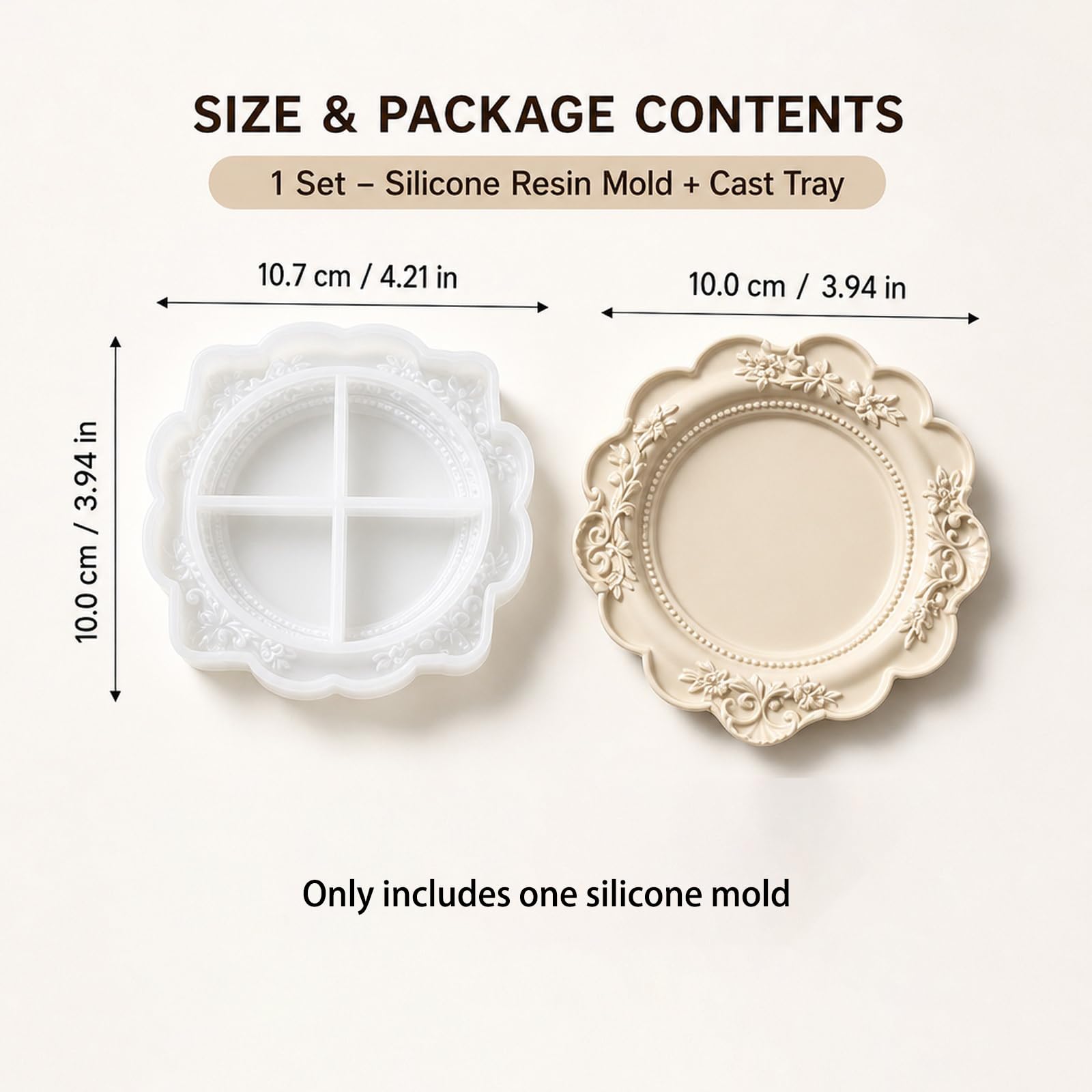 Retro Resin Tray Mold - Floral Silicone Mould -2 Retro Resin Tray Mold - Floral Silicone Mould -2