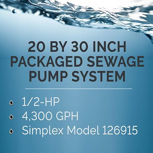 Miniatura 2 de Barnes PitPro - Sistema de bomba de aguas residuales empaquetado de 20 x 30 pulgadas  12-HP, 4,300 GPH, para uso residencial y comercial, modelo