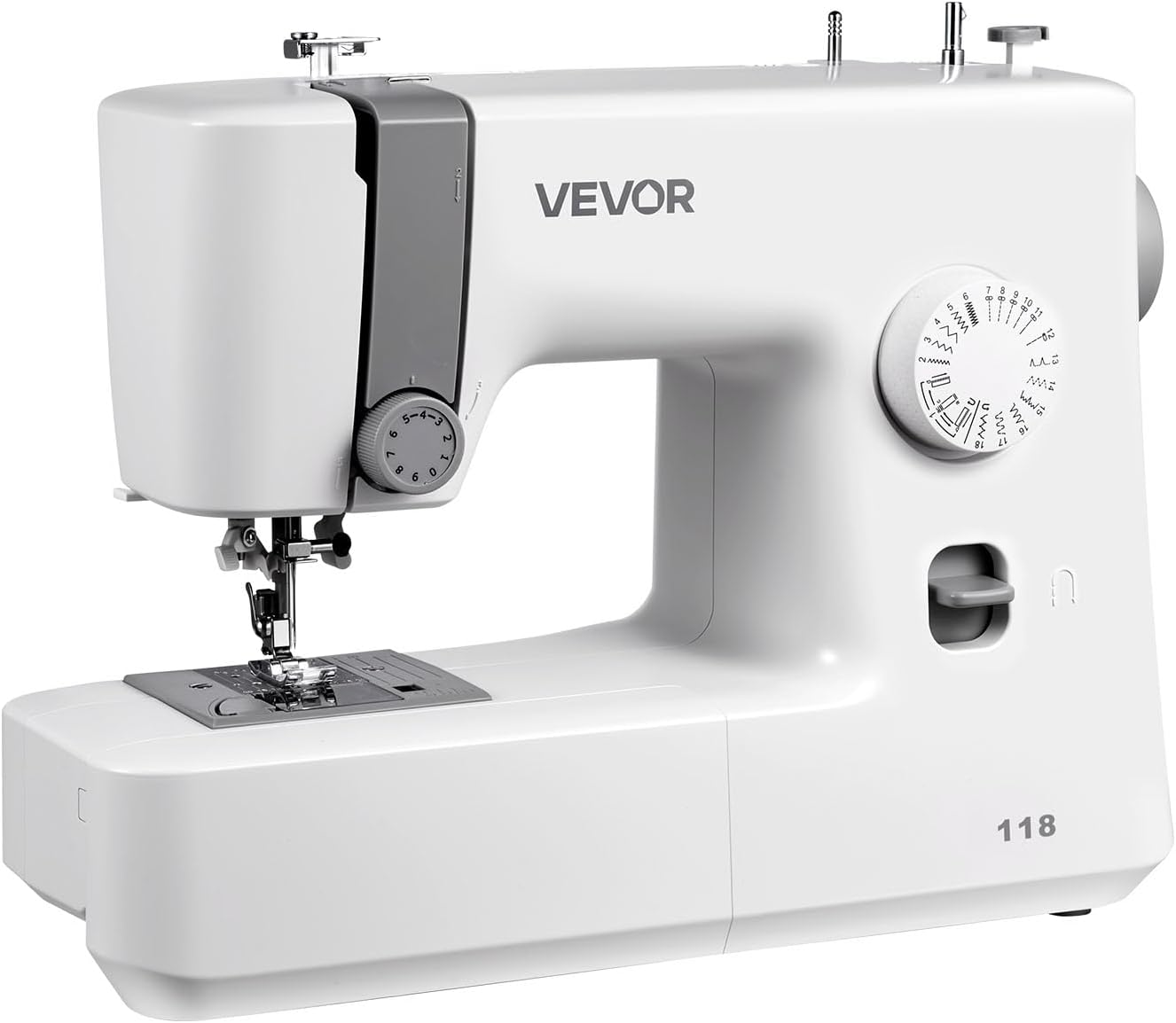 VEVOR Sewing Machine, 18 Stitch Applications, with LED Light and Foot Pedal, Simple Dial Control, Interior Metal Frame, Lightweight and Portable Beginner Sewing Machine for Adults Crafts and Mending