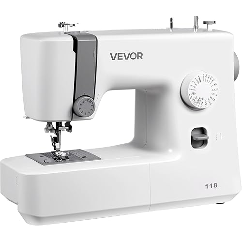 VEVOR Sewing Machine, 18 Stitch Applications, with LED Light and Foot Pedal, Simple Dial Control, Interior Metal Frame, Lightweight and Portable Beginner Sewing Machine for Adults Crafts and Mending