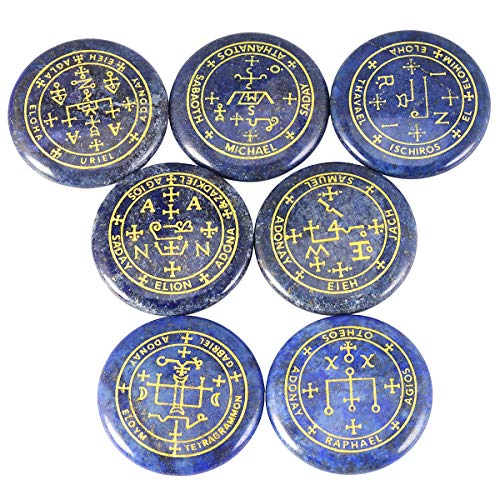 Nupuyai 7 Stück Lapislazuli Handschmeichler Heilsteine Dekoration, Chakren Steine Set Energie Palmsteine für Reiki Meditation