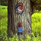 SB Goods Climbing Gnomes Tree Hugger Decor-Gnomes Garden Tree Sculpture-Outdoor Whimsical Tree Statu