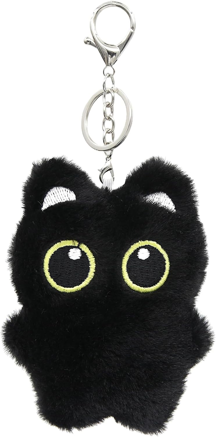 Cute Black Cat Plush Keychain, Kawaii Keychain Accessories Bag Charms for Handbags Backpack Gifts for Cat Lovers