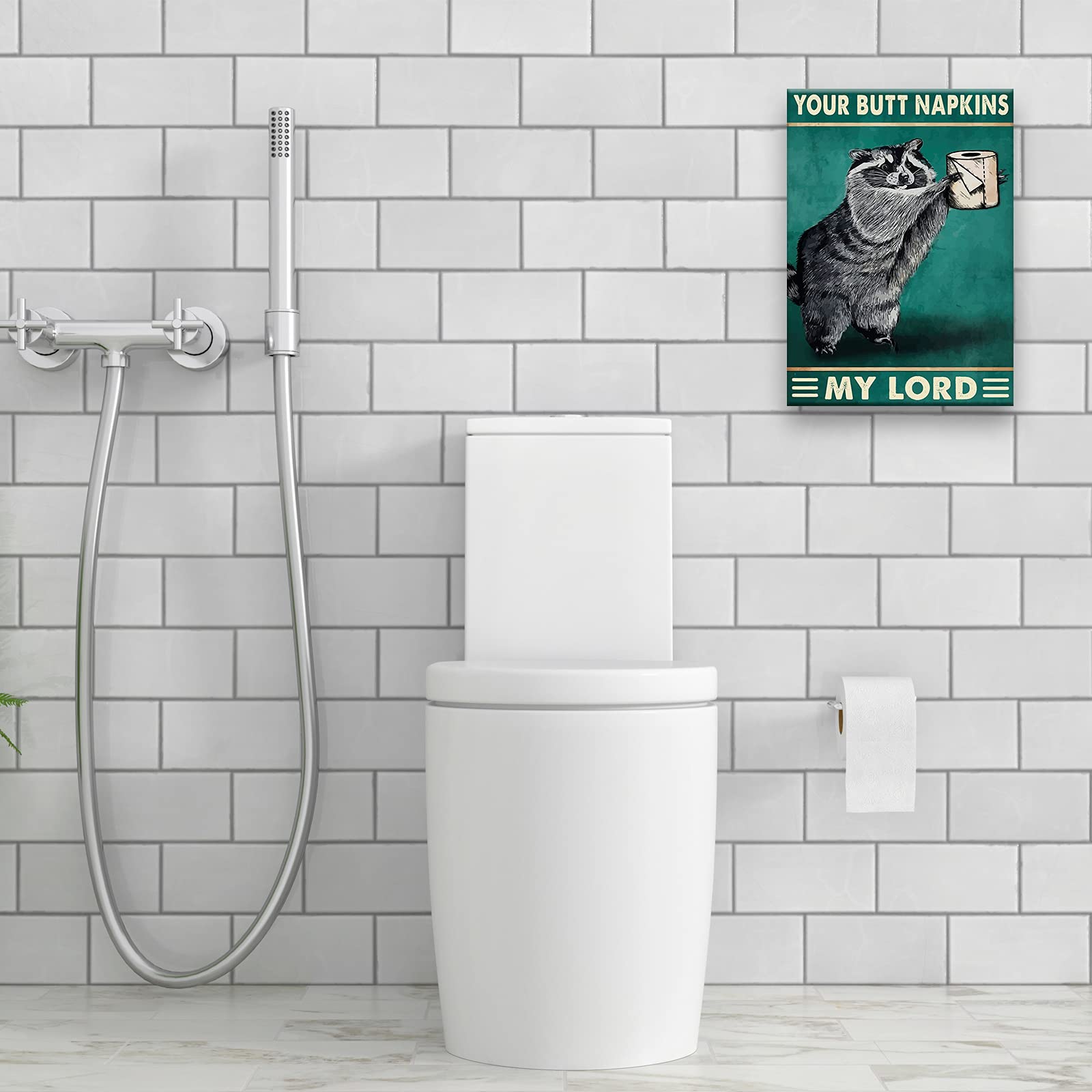 Vimmvid Badezimmer Bilder 3 Stück - Lustige Waschbär Deko 20x30cm Ungerahmt