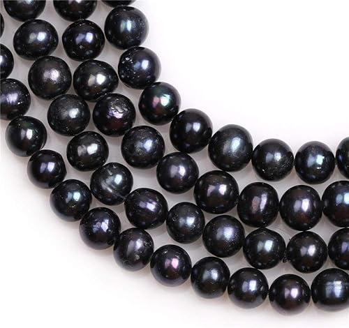 Miniatura 2 de Cuentas de perlas cultivadas de agua dulce para hacer joyas, piedras preciosas semipreciosas, 0.315-0.354 in, hilo negro, 15 pulgadas, color teñido
