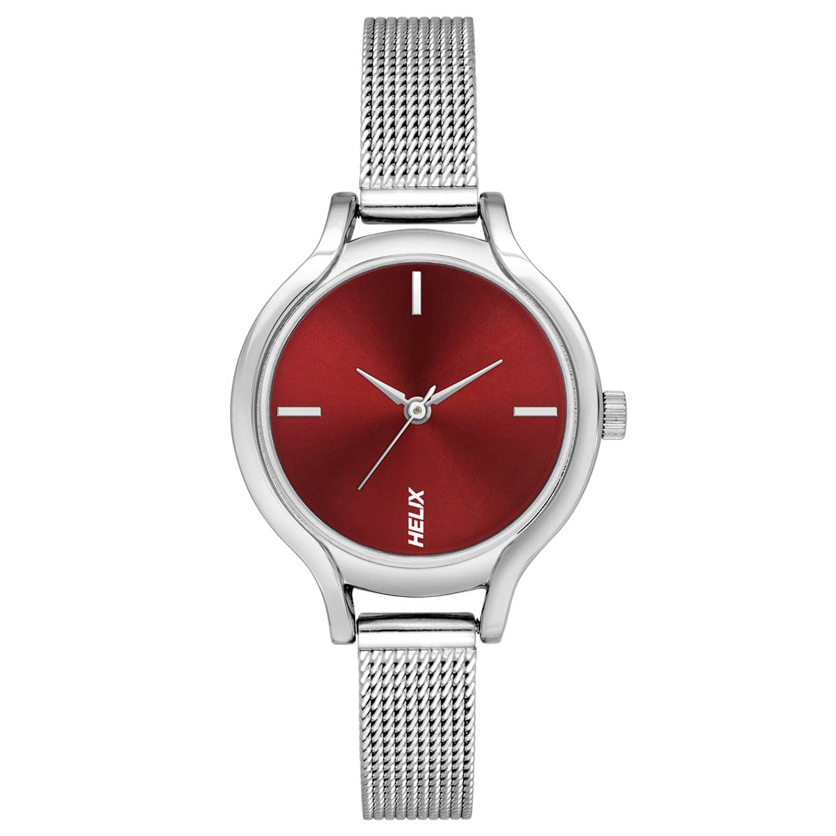 Helix by Timex Red Round Analog Watches for Women | Quartz Movement Stainless Steel Mesh Bracelet Ladies Watches | Upto 30 m Water Resistance with Foldover Clasp Closure | Gift for Women TW027HL21 (B0BCQYDC64) Amazon Price History, Amazon Price Tracker