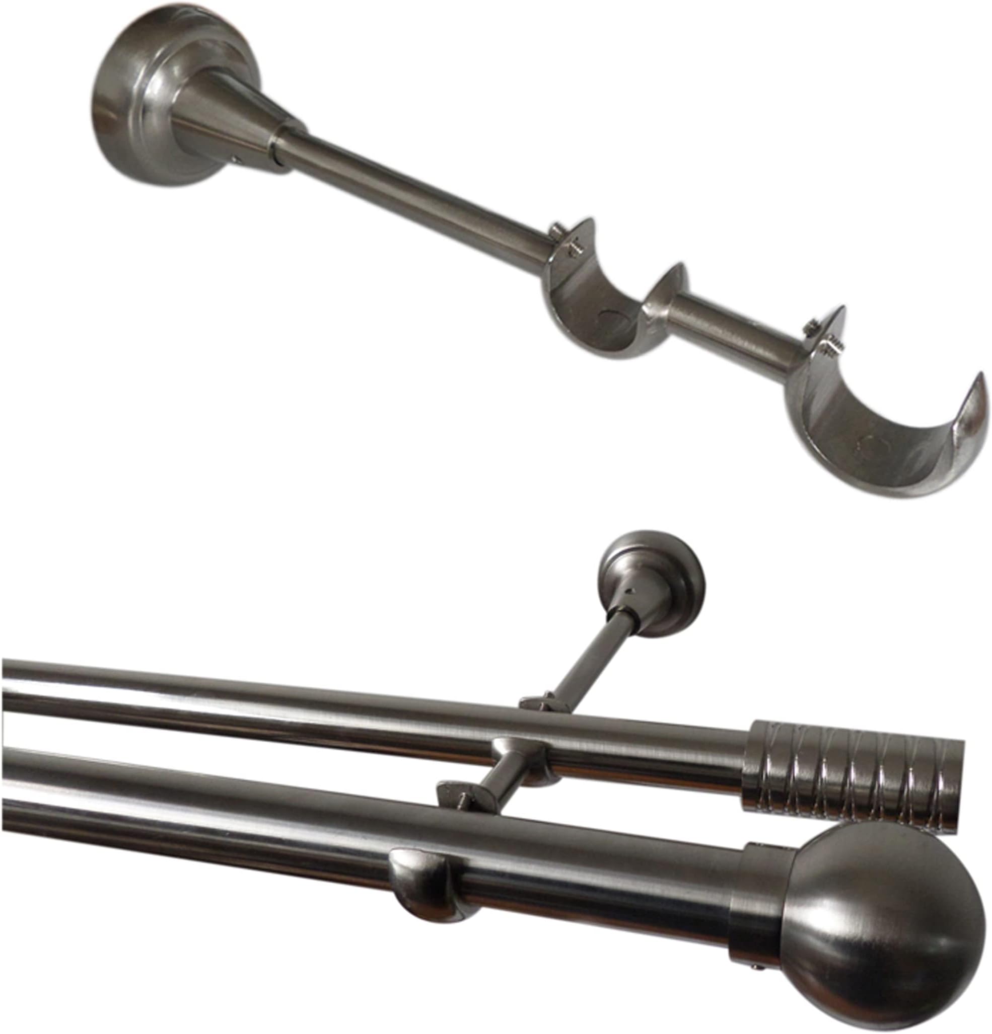 Refila 2 Pack Double Curtain Rod Bracket Stainless Steel Wall Mounted Rod Holder