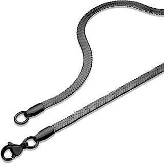 555 جوليري سلسلة مسطحة من الستانلس ستيل بنمط ثعبان متعرج للرجال والنساء