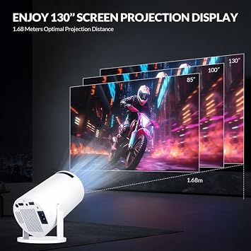 Mini projektör mini taşınabilir projektör, 4K 1080P Full HD destekli, otomatik tuş taşı, mini projektör WiFi 6 BT5.0, 180° döndürülebilir dış mekan/ev film projektörü, entegre Android 11.0 OS