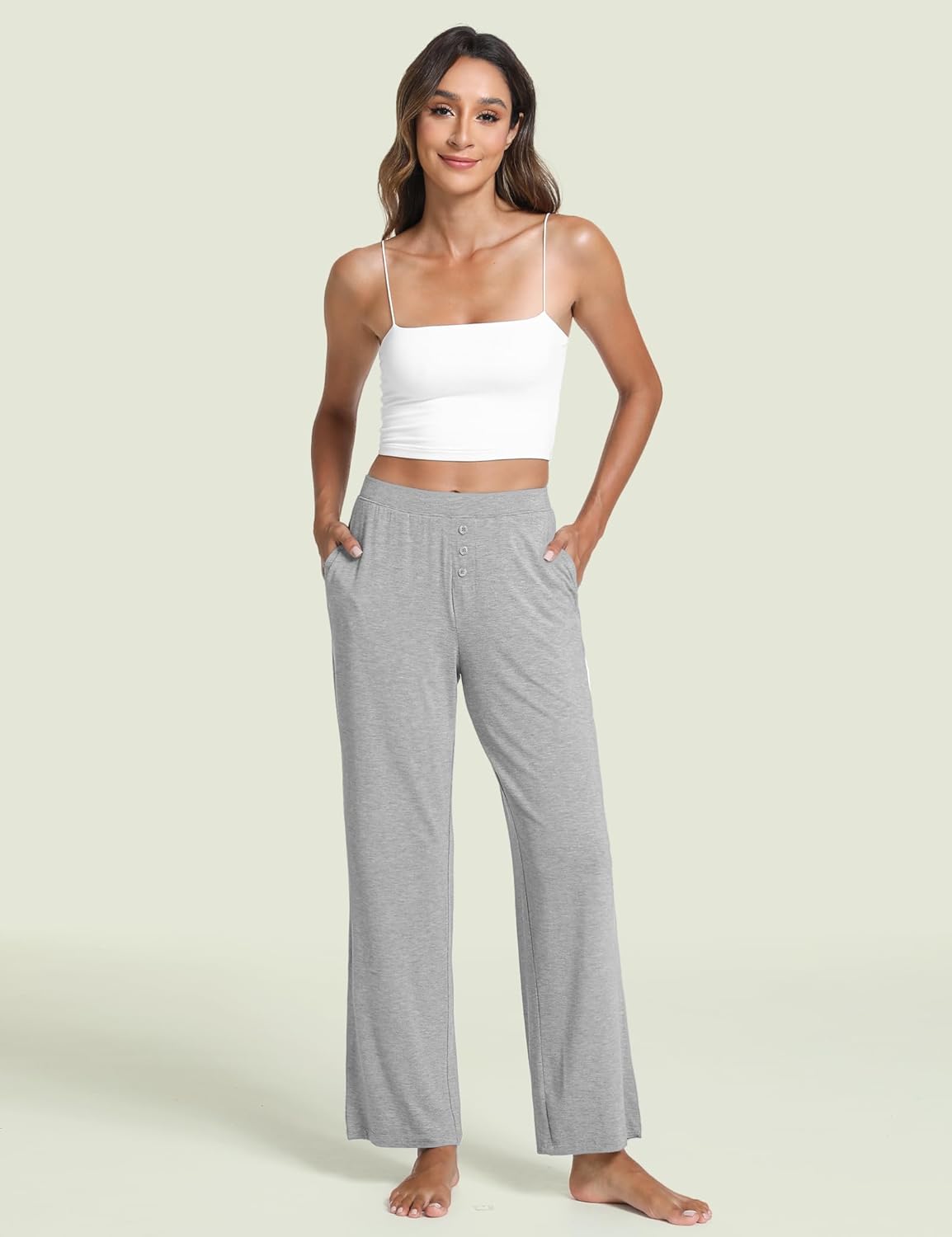 GYS Bamboo Viscose Pajama Pants for Women, Soft Wide Leg Pants with Pockets, Comfy Lounge Bottoms Loose Yoga Sweatpants S-XXL - Image 5