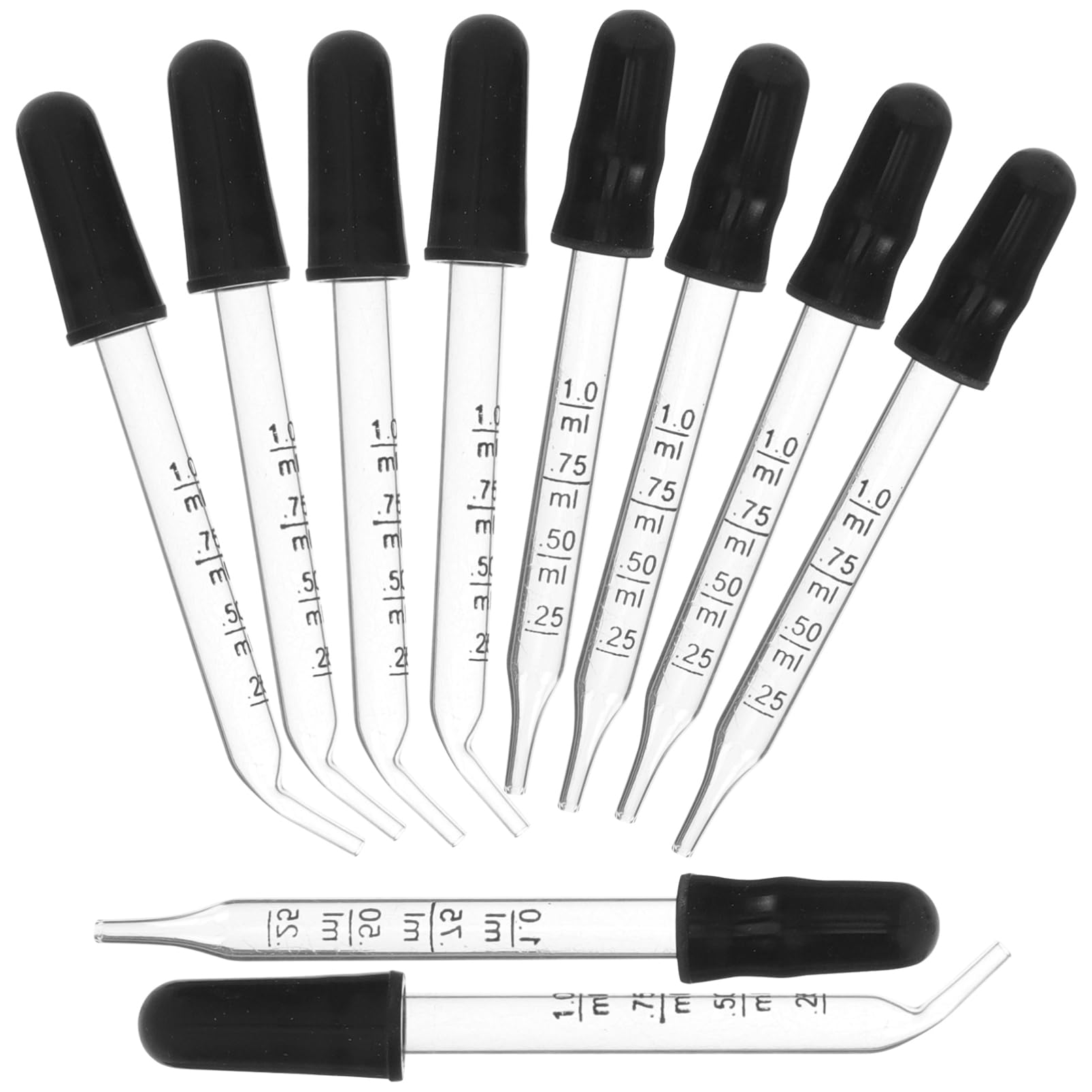 STOBAZA 20pcs Essential Oil Dropper Calibrated Glass Medicine Droppers Bent Straight Tip