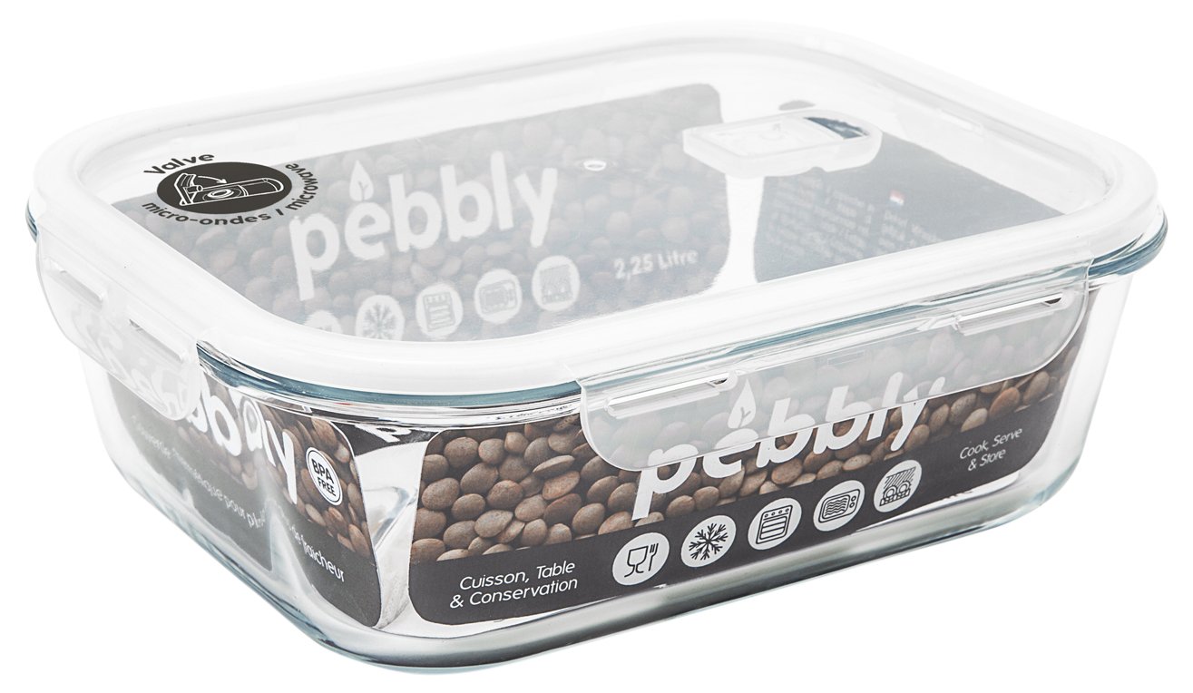 Pebbly pkv-2250rb Flat/Rectangular Box Clear Glass 25 x 20 x 9 cm