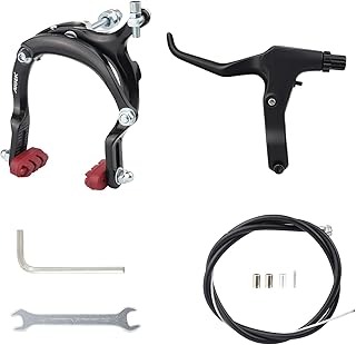 MEGHNA Bike Front Caliper Brake Set Aluminum Alloy Left Brake Set with Lever, Cable and Brake Pads Front Rim Brake for Cruiser Bike Mountain Bike BMX Bike etc