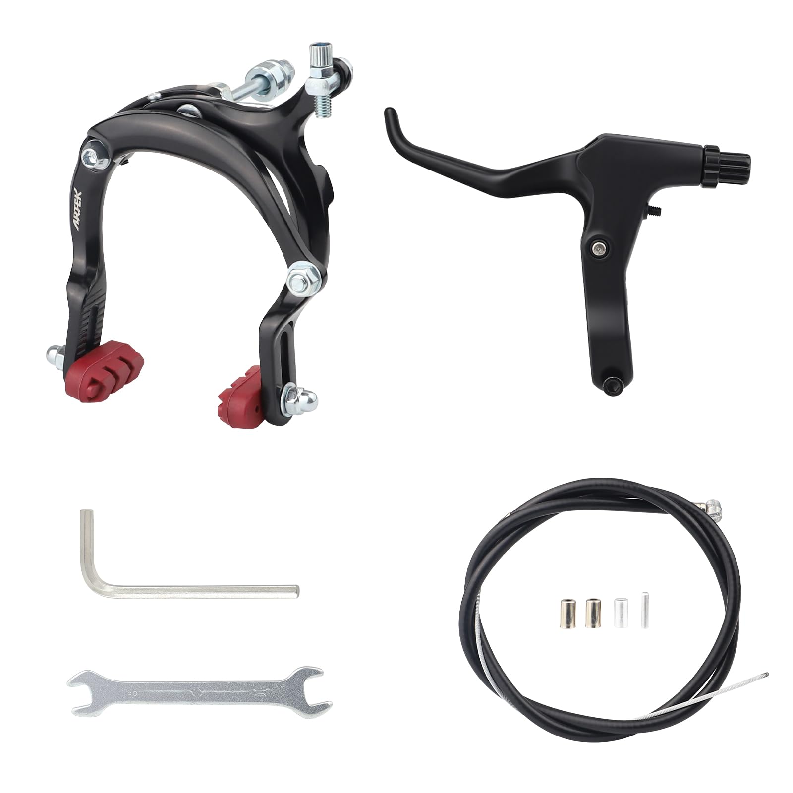 Bike Brake Set Front Caliper Brake Aluminum Alloy Left Brake Lever with Brake Cable for Mountain Bike BMX Cruiser Bike
