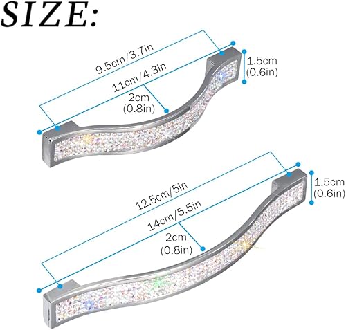 Miniatura 2 de SAVORI Tiradores para Cajones con Manija de Cristal Brillante, para Cajones, Alacena, Armario, Closet, Guardarropa, Puerta de Mueble, Manija Moderna