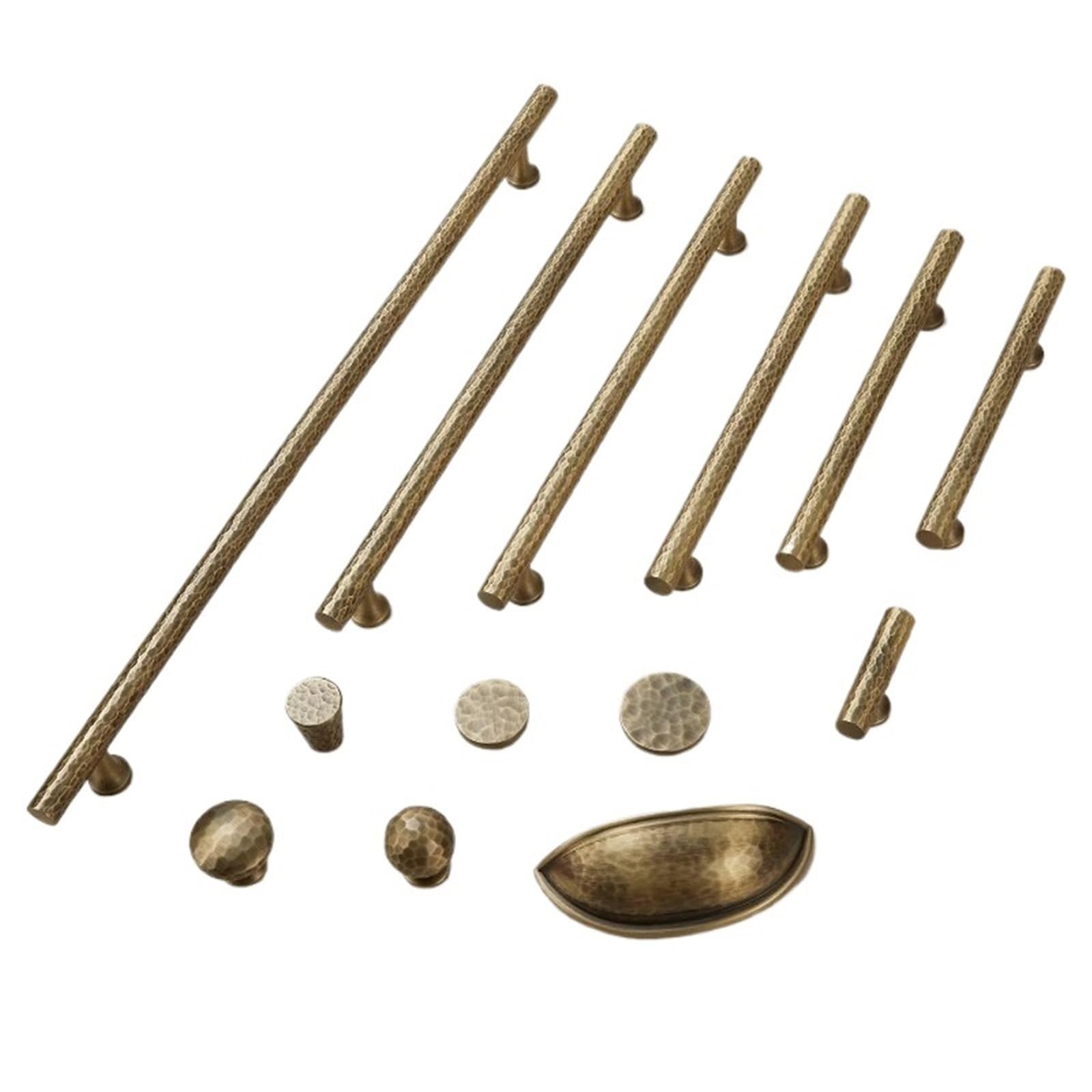 Kdhcvkz Antique 224Mm 1Pcs Vintage Handmade Hammered Yellow Brass Cabinet Pulls Drawer Handles Antique Brass Wardrobe Cupboard Kitchen Furniture Hardware(Antique 224Mm)