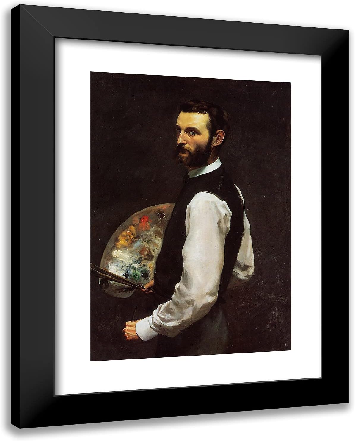 ArtDirect Bazille, Frederic 19x24 Gold Ornate Framed Art Print with Double Matting Titled: Self Portrait