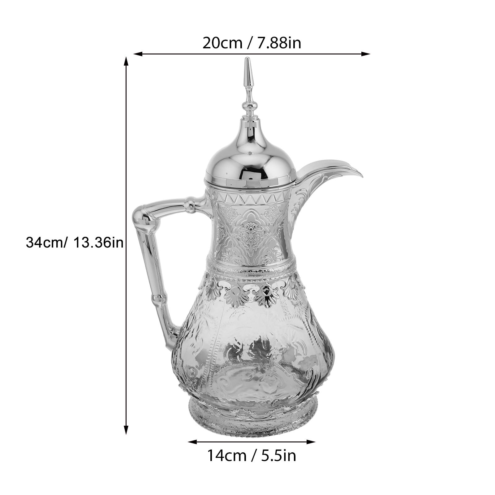 jojofuny Vintage Wasserkrug Glas 1,6l mit Deckel Nahost Design für Kalte Getränke Saft Eistee Karaffe