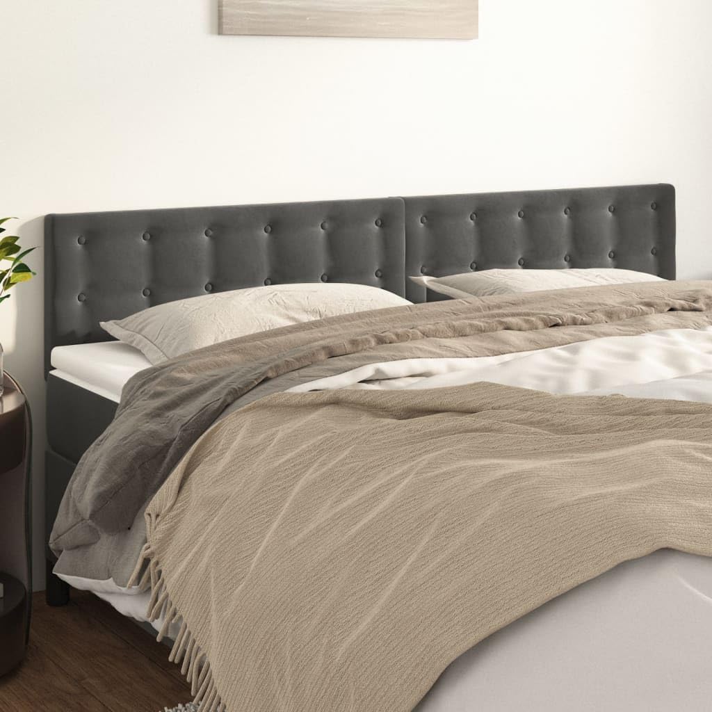 vidaXL Têtes de Lit Meubles de Chambre à Coucher Accessoires de Lit Simple Têtes de Cadre de Lit Intérieur Gris Foncé 160x5x78/88 cm Velours