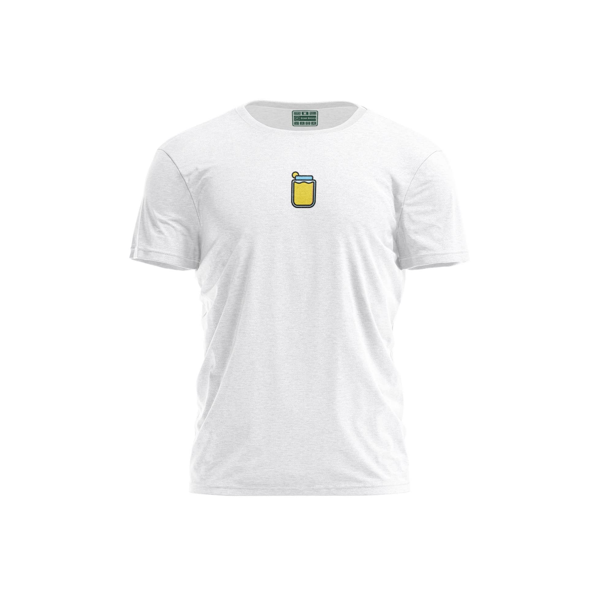 Bona Basics, Digitally Printed, Men's Basic T-Shirt,%100 Cotton, White, Casual, Men's Tops, Size: L