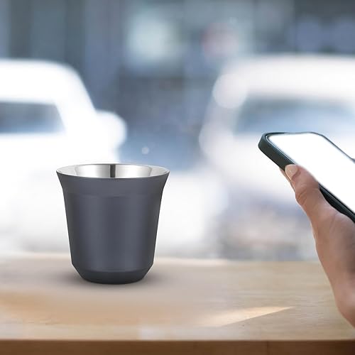 Miniatura 5 de BESTonZON Taza de café de metal para bebidas de acero inoxidable de doble capa, contenedor de vino aislado para café expreso, cerveza, capuchino,