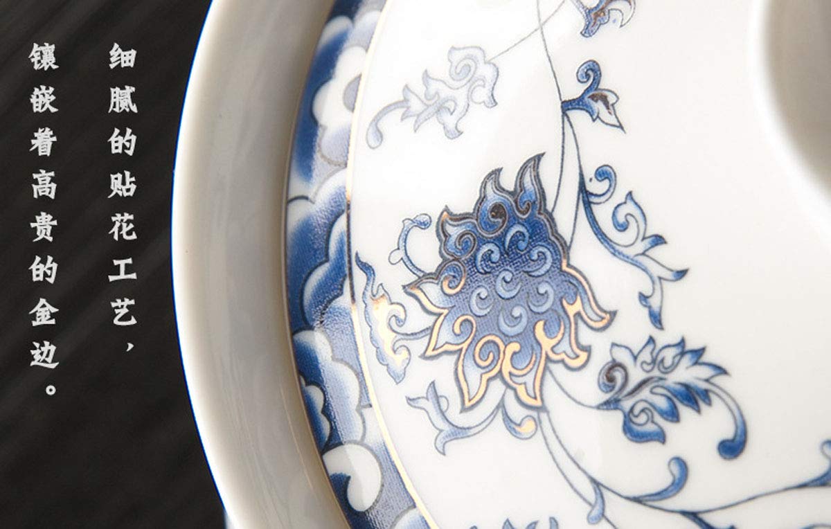 Tradycyjny zestaw do herbaty Gaiwan z pokrywką i spodkiem, filiżanka do herbaty Gongfu, porcelanowe filiżanki z motywem lotosu, 10 uncji