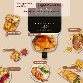 Digital Air Fryer with LED Display, 8 Cooking Modes, White and Rose Gold