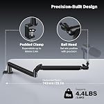 Bas profil Mic bras, gestion de câble Microphone bras de boom, support en aluminium réglable Mic avec pince de bureau, 360°Rotatable Support de microphone lourd pour le streaming, podcasting, enregistrement