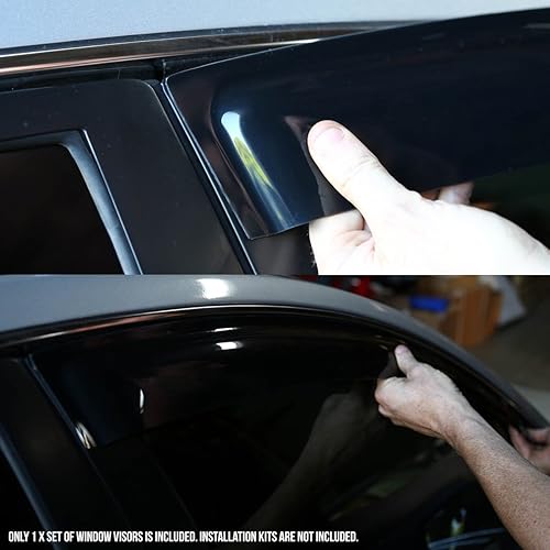 Miniatura 6 de DNA motoring WVS-126 - Deflector de ventana de ventilación de humo oscuro, protector contra la lluvia/sol, paquete de 4