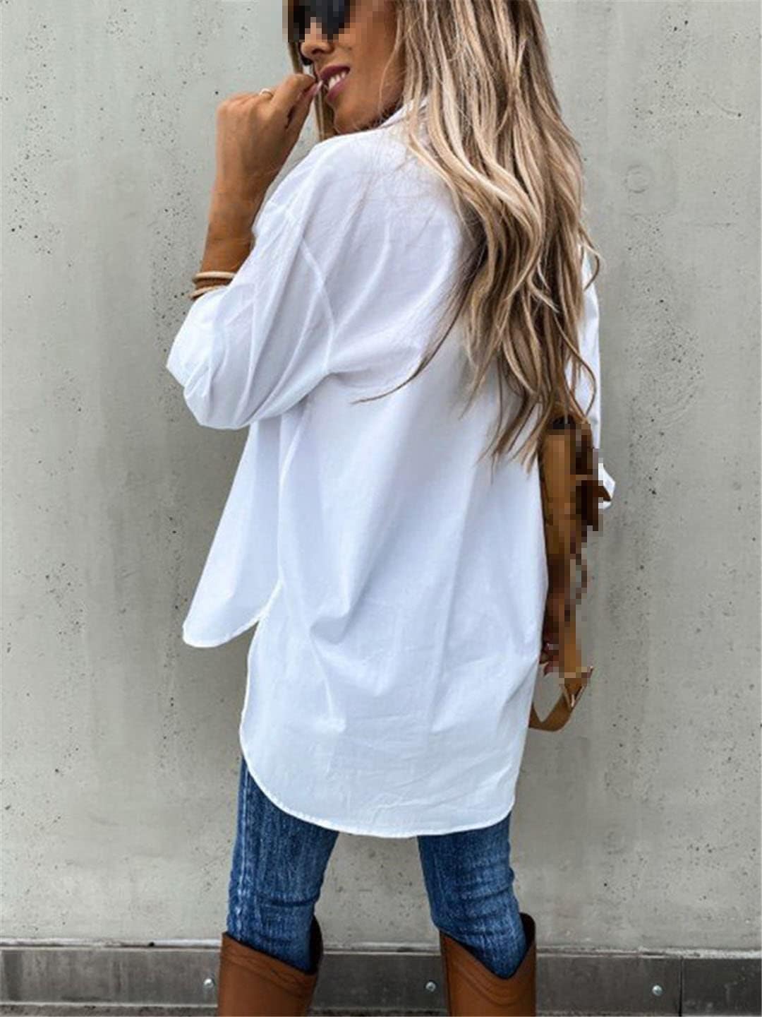 Women's Shirt Office Blouses Double Pocket Button Women Top