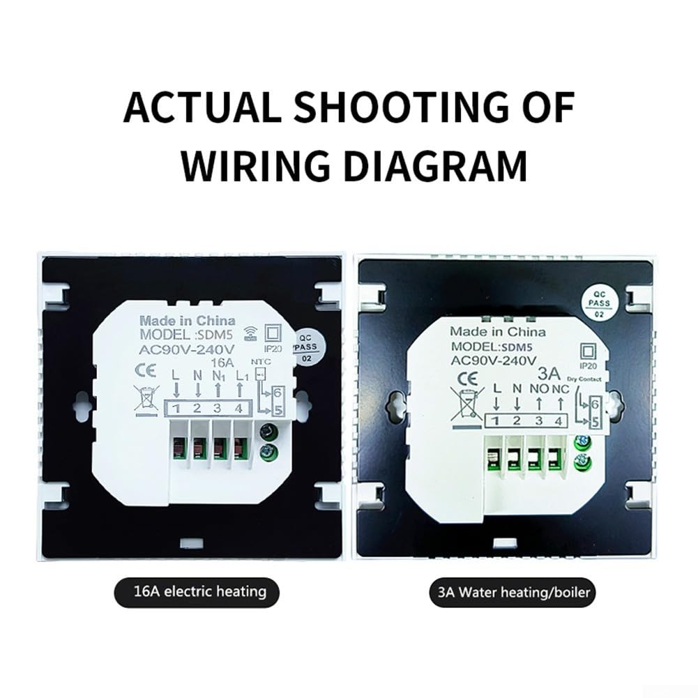 Termostato intelligente WiFi per Tuya, termostato programmabile per riscaldamento intelligente, montaggio a parete, con display a LED e risparmio energetico, per casa e ufficio (bianco 3A)