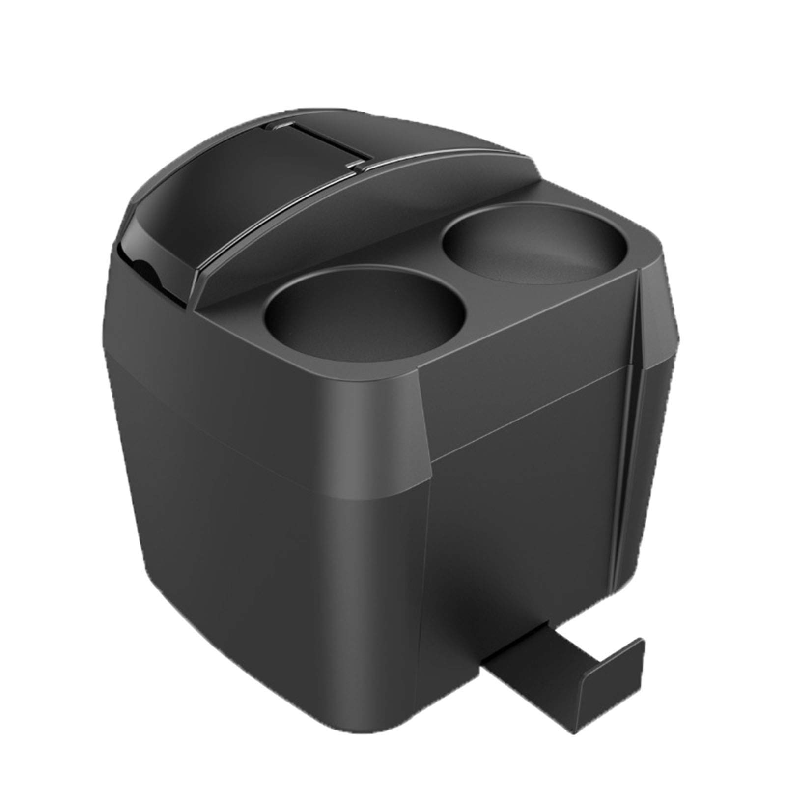 Huachaoxiang Car Center Console Armrest Organizer Box, Versatility Trash Can with Lid Cup Holder Car Dustbin Universal Automotive Waterproof Storage Pockets,Black