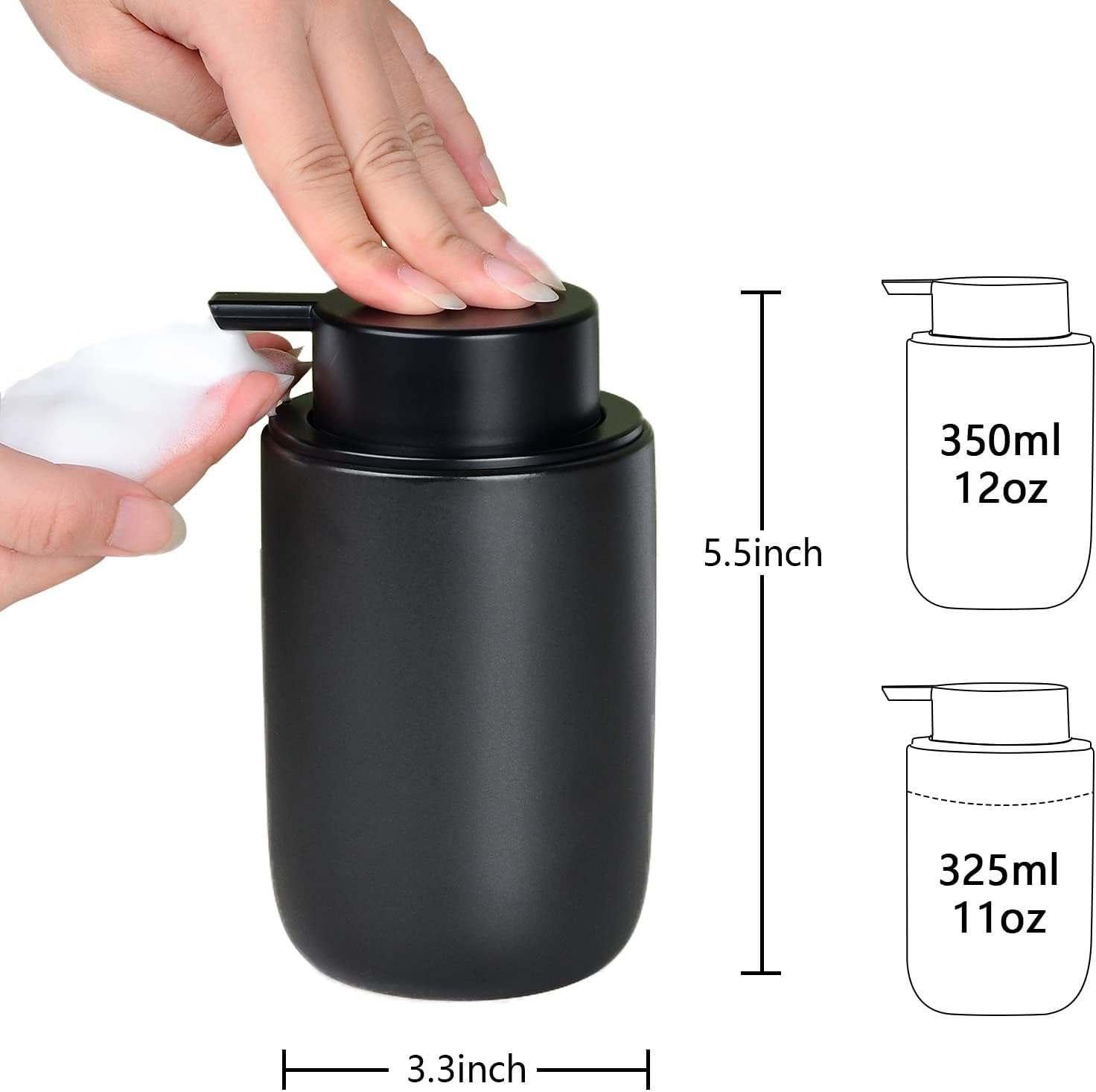 BosilunLife Foaming Soap Dispenser Set - Black Ceramic Foam Hand Dispenser