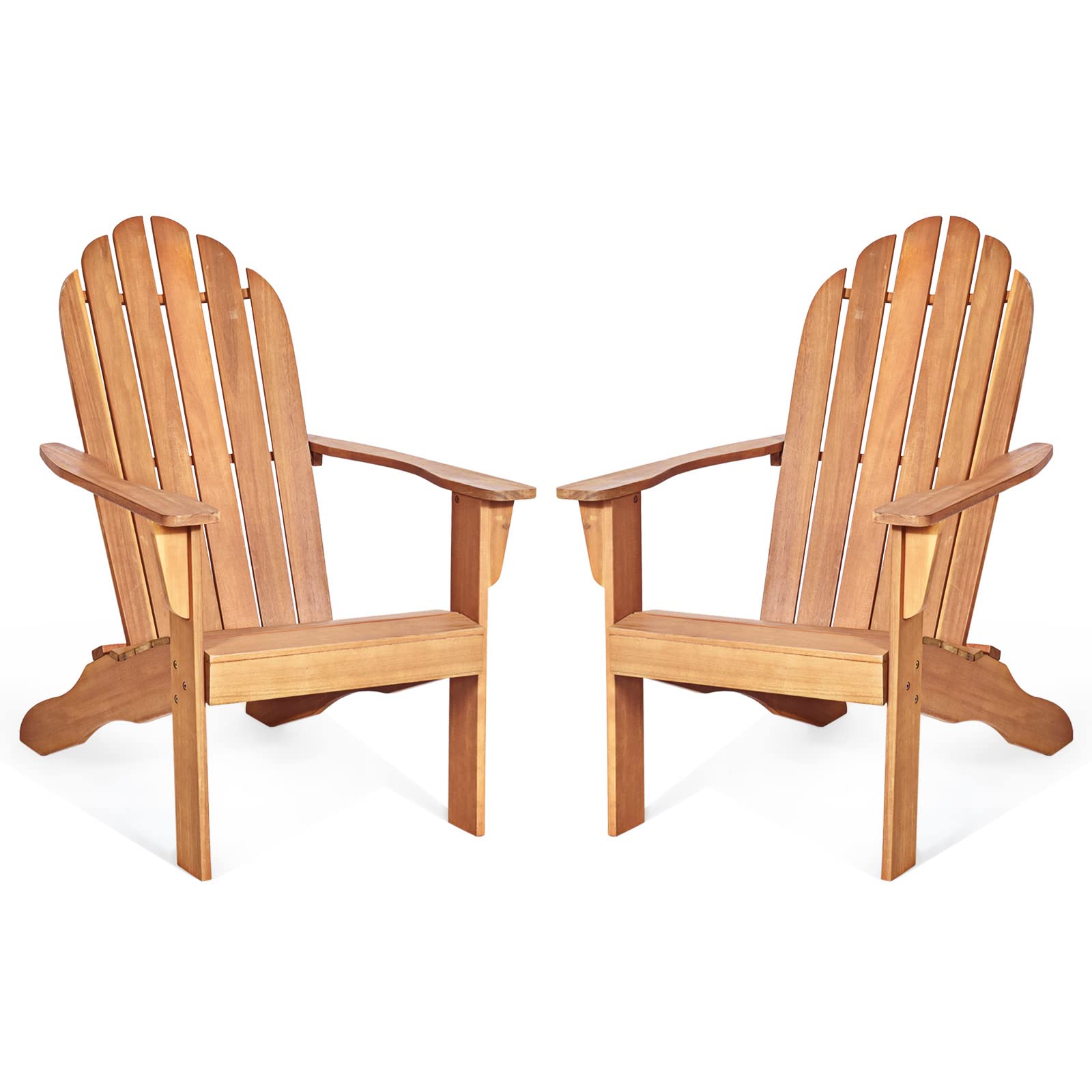 GOPLUS Silla Adirondack de Madera, Sillas de Jardín, con Reposabrazos y Respaldo, Asiento Madera de Reclinable, Certif FSC Balcón, para Terraza Exterior, 88 cm x 69 cm x 103 cm, Marrón