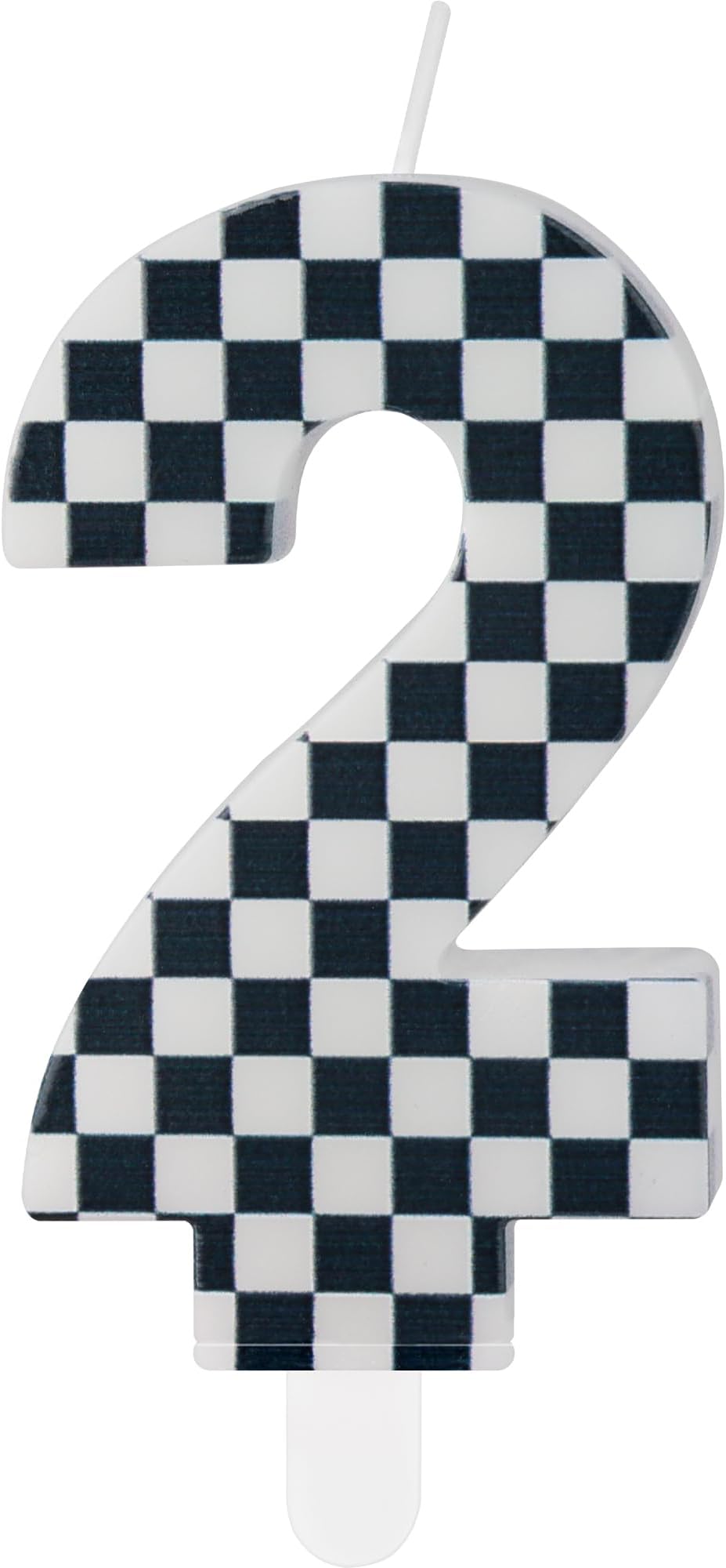 Racing Cars Birthday Candles,Girls Boys 2nd Birthday Decorations,Black and White Stripes Number 2 Candle for Cake, Black White Candles for Racing Cars Themed Party Decorations Supplies