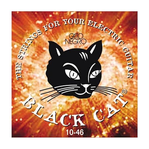 Gato Negro Black Cat Juego de Cuerdas para Guitarra Eléctrica 10-46 Acero y Nickel Fabricado Artesanalmente en España desde 1868
