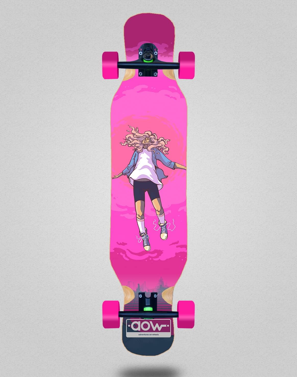 Aow Skate Skateboard Longboard Complete 46x10 Floating Pink