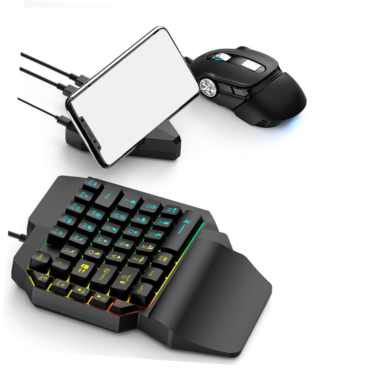 SHINEOFI Tastiera da Gioco E-sport Retroilluminata con Mouse Ottico, Kit Combinato per Gaming da Casa e Intrattenimento Ragazzo Ragazza, Facile Utilizzo e Funzionamento Preciso