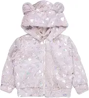 Casaquinho Bebê Peluciado com Capuz e Orelhinhas – Fleece Macio com Corações – 3 a12 Meses – Era Uma Vez