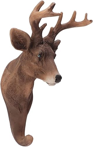 Miniatura 8 de Gancho de pared individual con cabeza de ciervo, gancho rústico con forma de animal, decoración de pared de cabeza de ciervo para colgar sombreros,