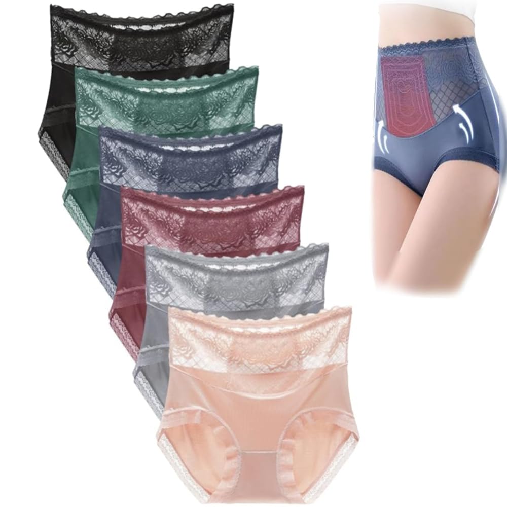 Braguitas Aluxeline,Lacyfit - Braguitas de Cintura Alta y realce de Caderas con Comodidad Sedosa,Ropa Interior Lacyfit para el Control del Abdomen (6 Piezas,5XL)