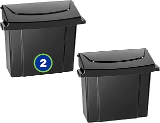 Alpine Sanitary Napkin Receptacle 2 Pack - Feminine Hygiene Disposal Container, Wall Mounted Trash Can with Odor Control Seal & Installation Hardware, 4 Litter, ABS Plastic (Black), 819598021737