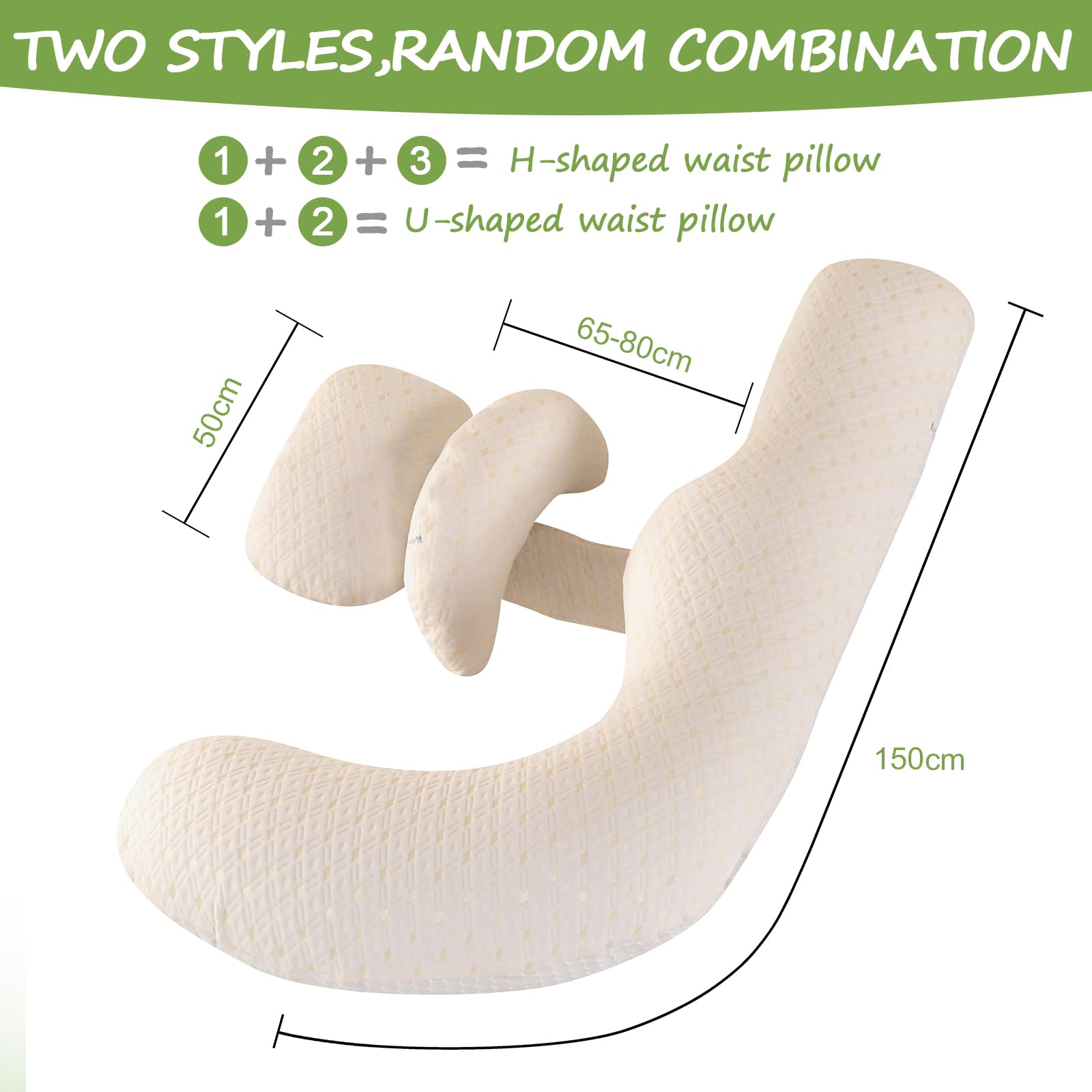 GKXLH Pregnancy Pillow, Pregnancy Pillows for Sleeping Support for Back Hips, Legs - Image 3