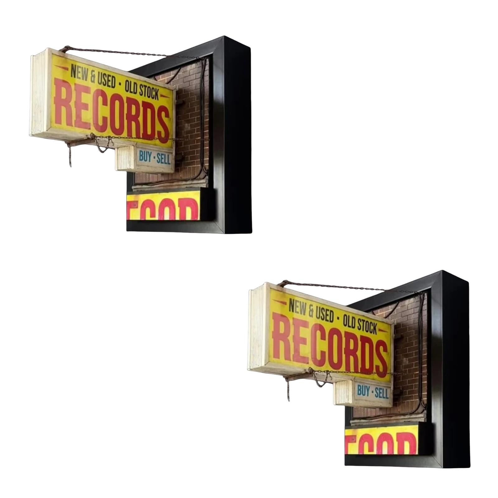 Record Store Retro Wall Light, Vintage Vinyl Record Wall Decor for Music Room, Bar or Studio Decor, Retro Room Aesthetic, Yellow Eye-Catching Sign, Record Collector Gift, Light Signs (2PCS)