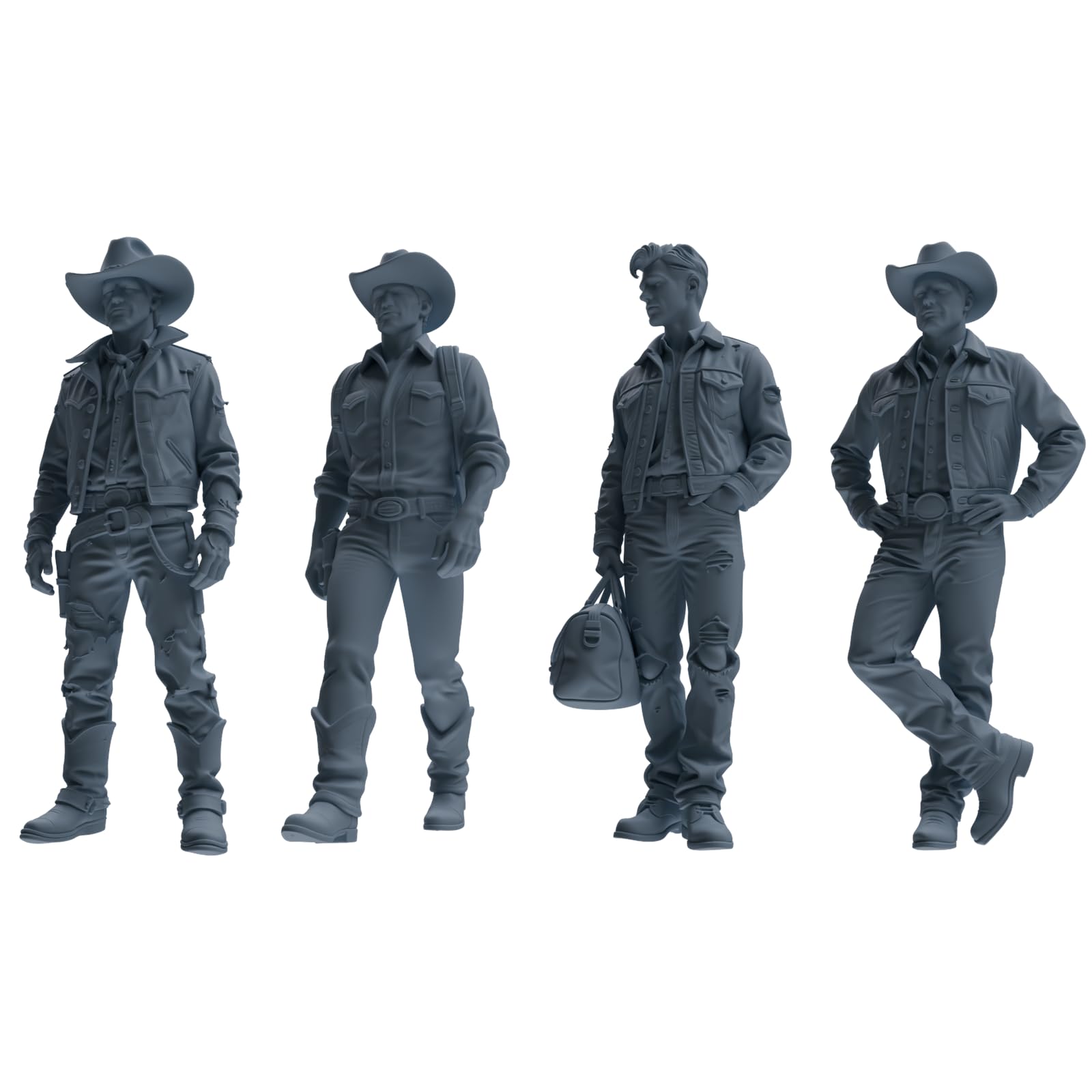 MRY-SFW XJTR72903 1/72 Cowboy Style Men Multi Pose 4 Piece Set 1 Set